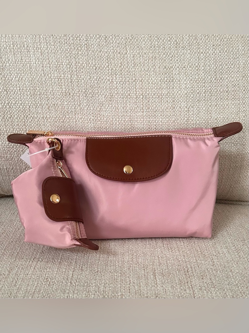 Pink & Brown Cosmetic Bag Set NWT